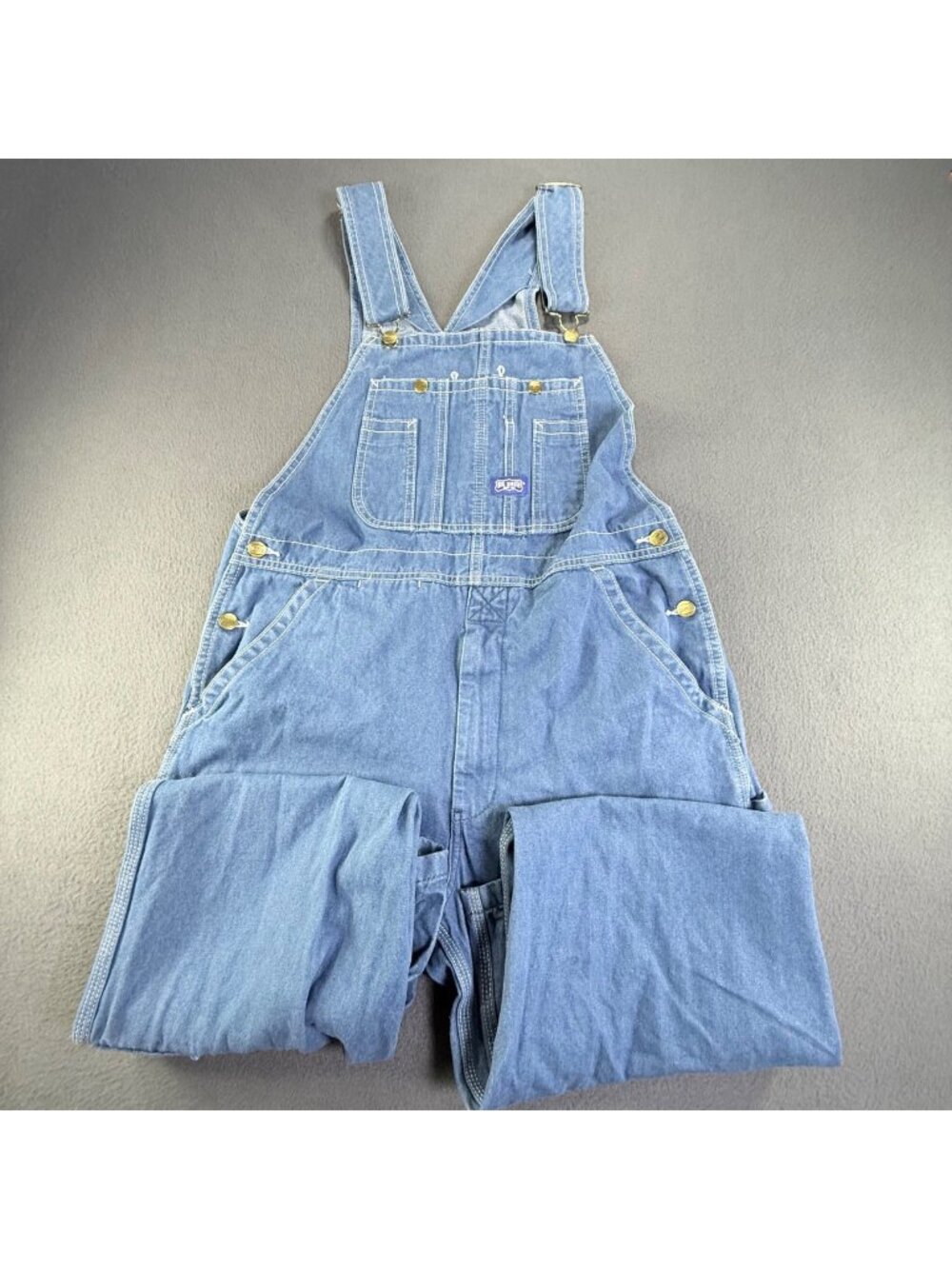 Big Smith Overalls Mens 34x32 Medium Wash Denim Bibs Carpenter Farm Workwear